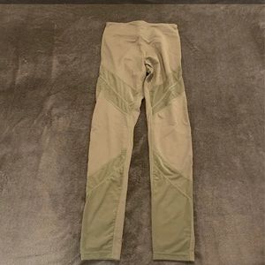 Army green leggings with mesh detail